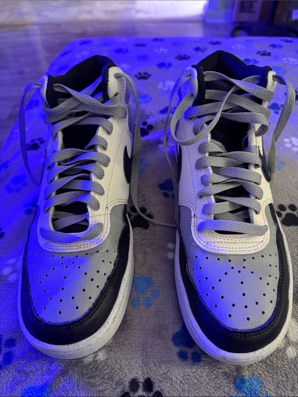 Men's Black & White and Grey High-Top Sneakers Size 7
